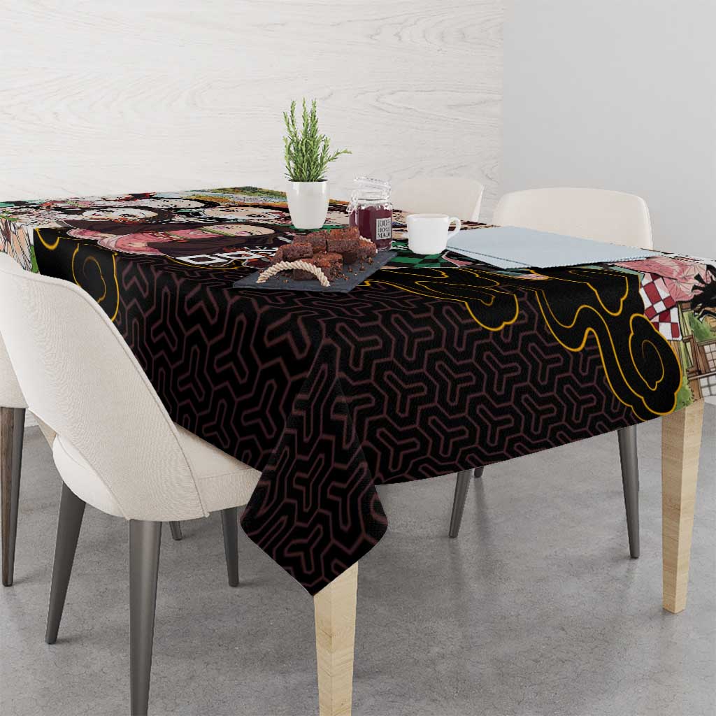 Kamado Siblings Demon Slayer Collage Design Tablecloth with Tanjiro and Nezuko in Scenic Background - The Mazicc