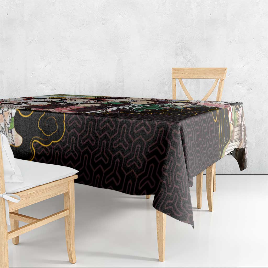 Kamado Siblings Demon Slayer Collage Design Tablecloth with Tanjiro and Nezuko in Scenic Background - The Mazicc