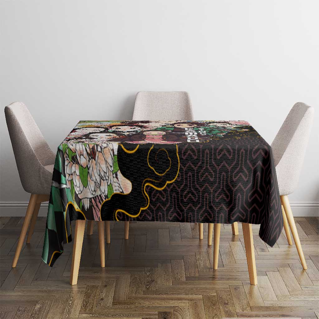 Kamado Siblings Demon Slayer Collage Design Tablecloth with Tanjiro and Nezuko in Scenic Background - The Mazicc