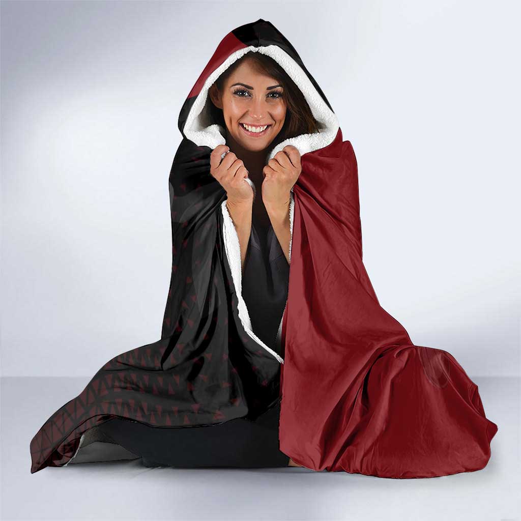 Luffy One Piece Basketball Theme Red and Black Design Hooded Blanket with Straw Hat Pirate Logo and Sports Pose - The Mazicc