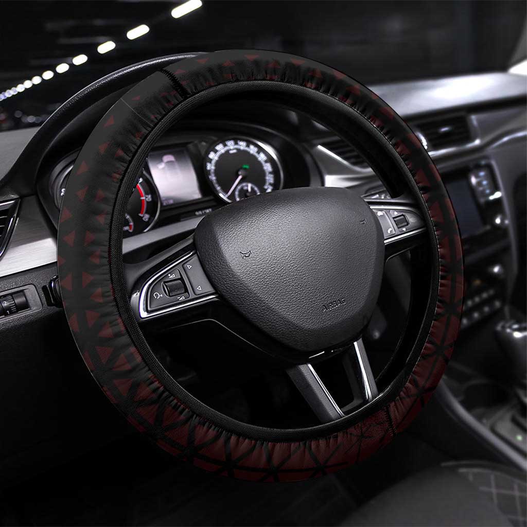 Luffy One Piece Basketball Theme Red and Black Design Steering Wheel Cover with Straw Hat Pirate Logo and Sports Pose - The Mazicc