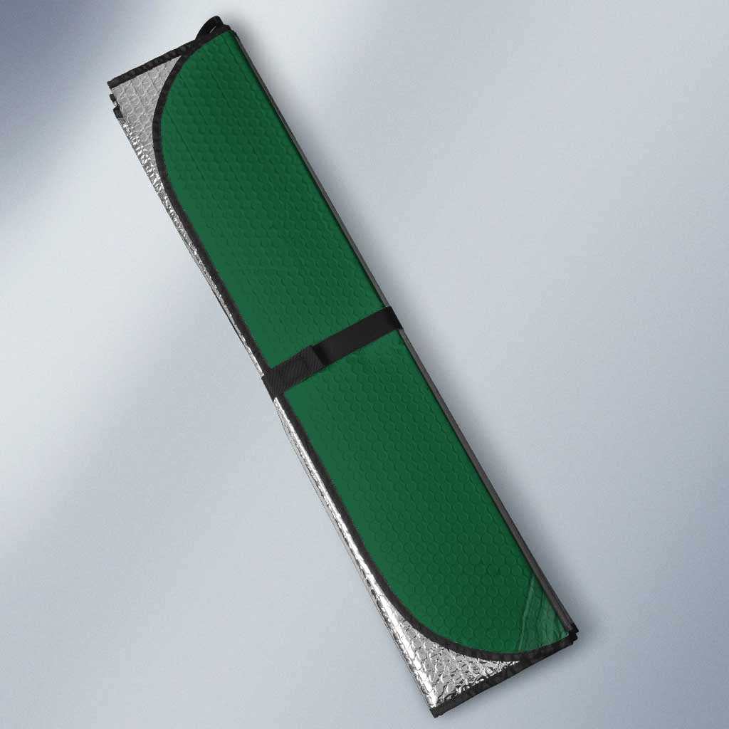 Zoro One Piece Basketball Theme Green and Black Design Auto Sun Shade with Swordsman Logo and Action Dribble Pose - The Mazicc
