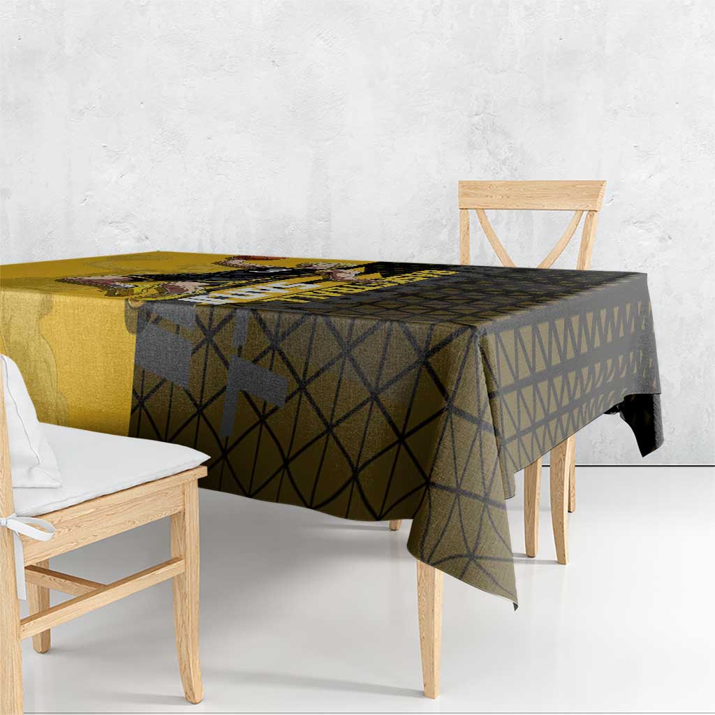Sanji One Piece Basketball Theme Yellow and Black Design Tablecloth with Pirate Chef Logo and Jump Shot Pose - The Mazicc