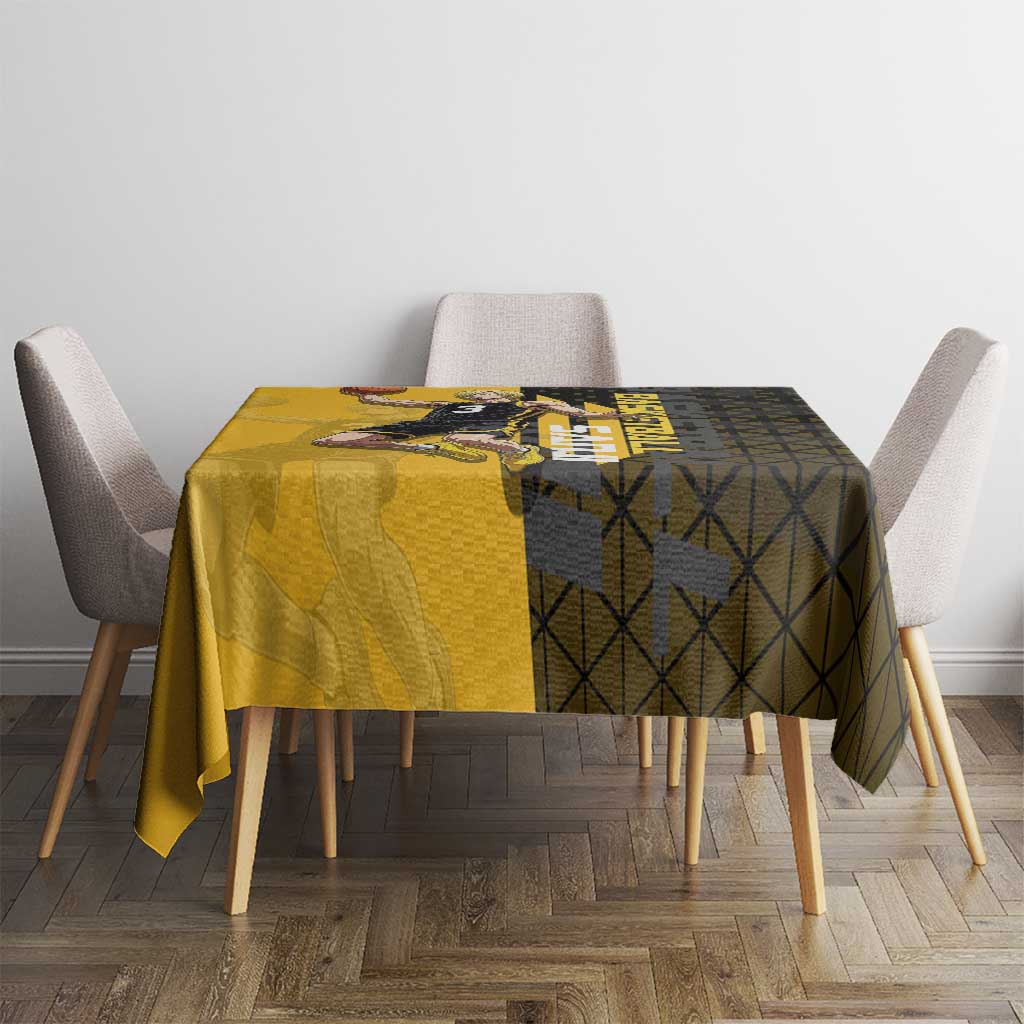 Sanji One Piece Basketball Theme Yellow and Black Design Tablecloth with Pirate Chef Logo and Jump Shot Pose - The Mazicc