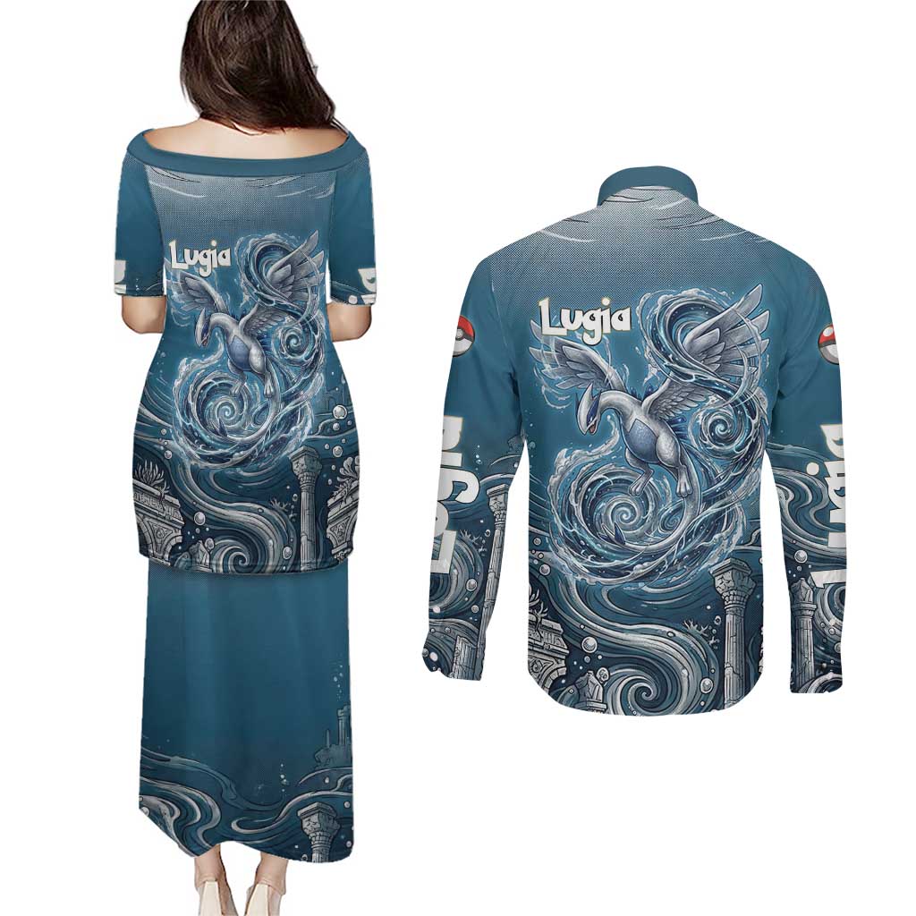 Lugia Legendary Couples Matching Puletasi and Long Sleeve Button Shirt Lugia in the Lost Underwater Temple