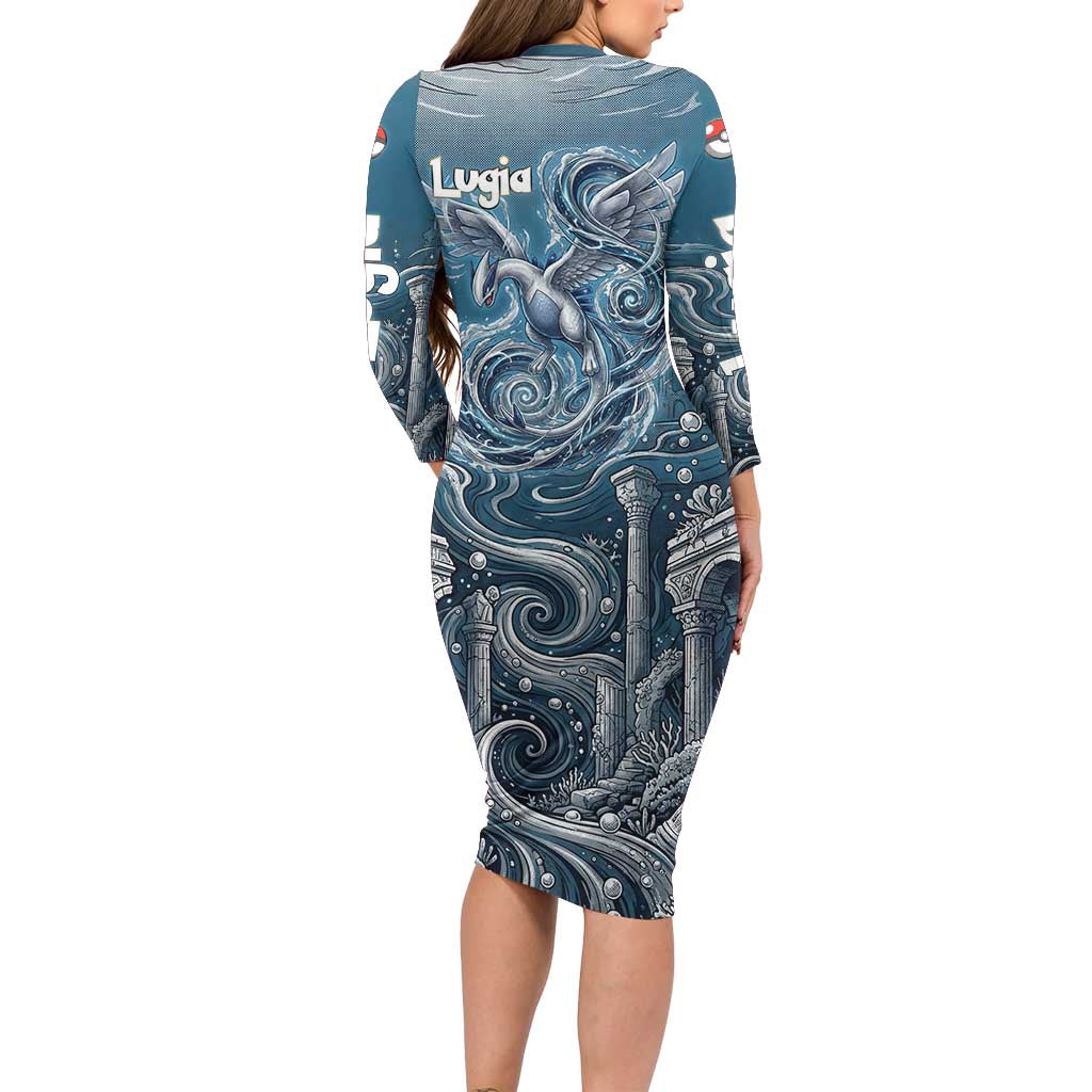 Lugia Legendary Family Matching Long Sleeve Bodycon Dress and Hawaiian Shirt Lugia in the Lost Underwater Temple