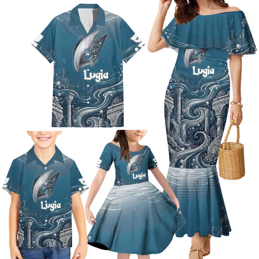 Lugia Legendary Family Matching Mermaid Dress and Hawaiian Shirt Lugia in the Lost Underwater Temple