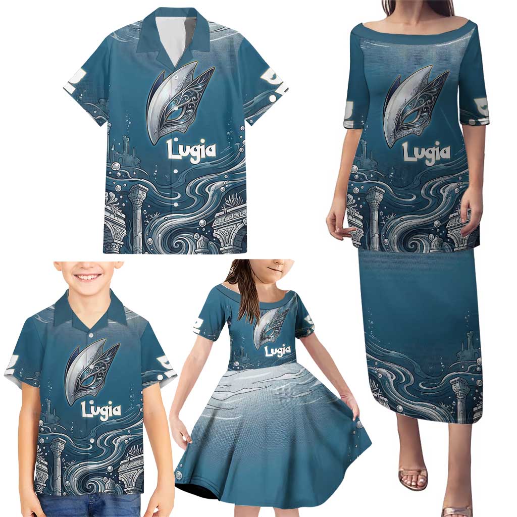 Lugia Legendary Family Matching Puletasi and Hawaiian Shirt Lugia in the Lost Underwater Temple