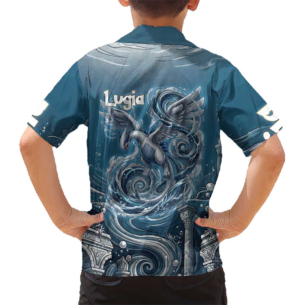 Lugia Legendary Family Matching Short Sleeve Bodycon Dress and Hawaiian Shirt Lugia in the Lost Underwater Temple