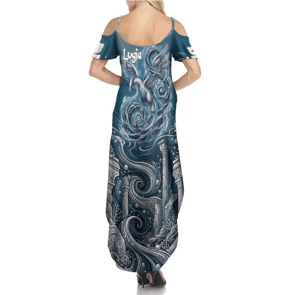 Lugia Legendary Family Matching Summer Maxi Dress and Hawaiian Shirt Lugia in the Lost Underwater Temple
