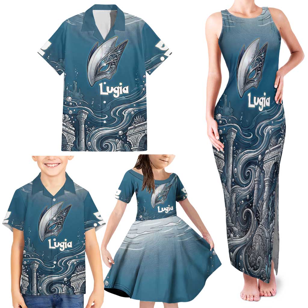 Lugia Legendary Family Matching Tank Maxi Dress and Hawaiian Shirt Lugia in the Lost Underwater Temple