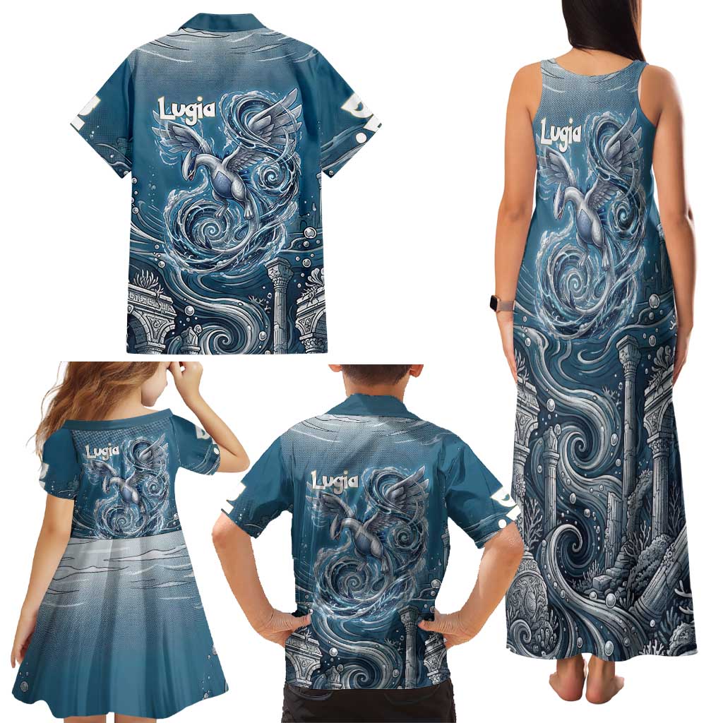 Lugia Legendary Family Matching Tank Maxi Dress and Hawaiian Shirt Lugia in the Lost Underwater Temple