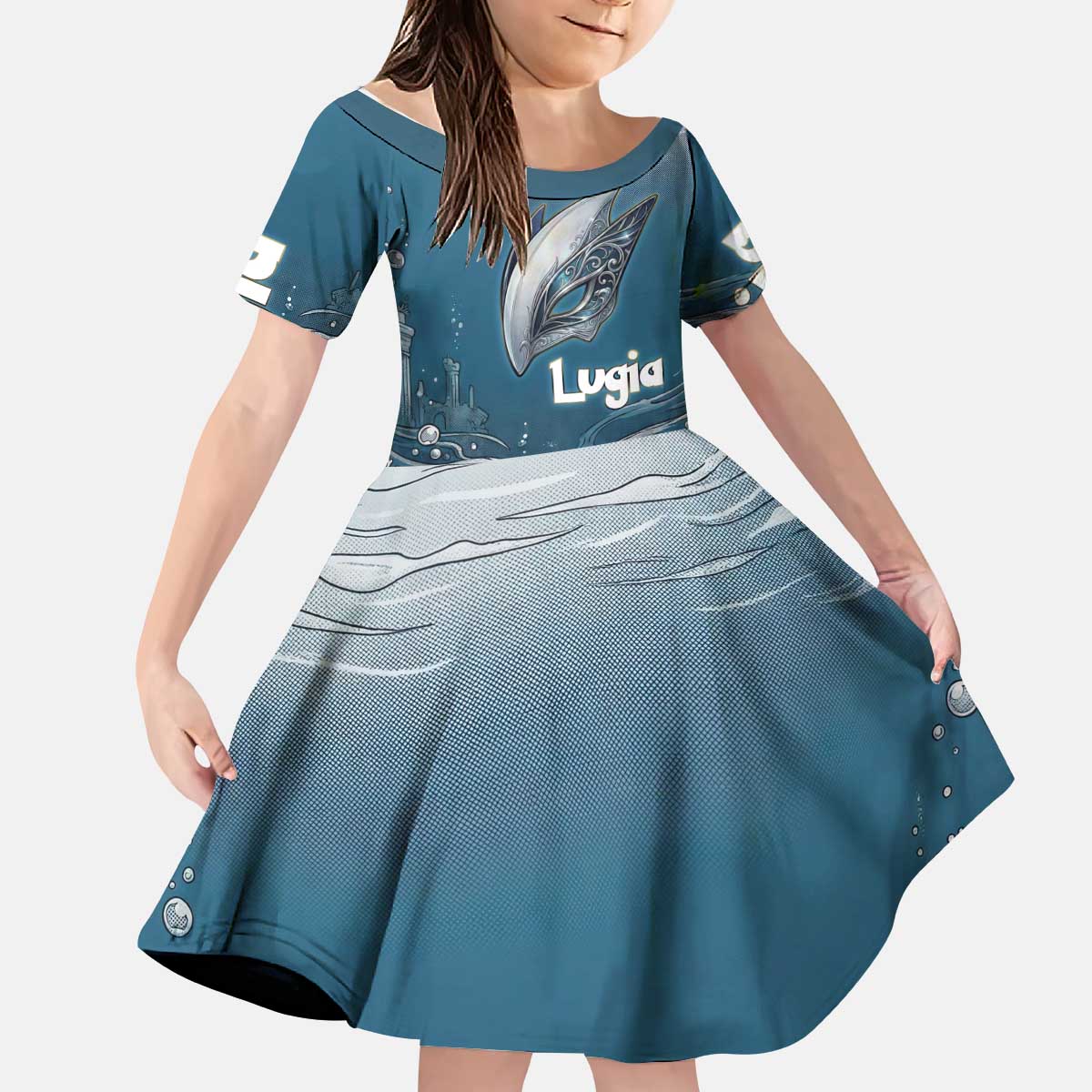 Lugia Legendary Kid Short Sleeve Dress Lugia in the Lost Underwater Temple