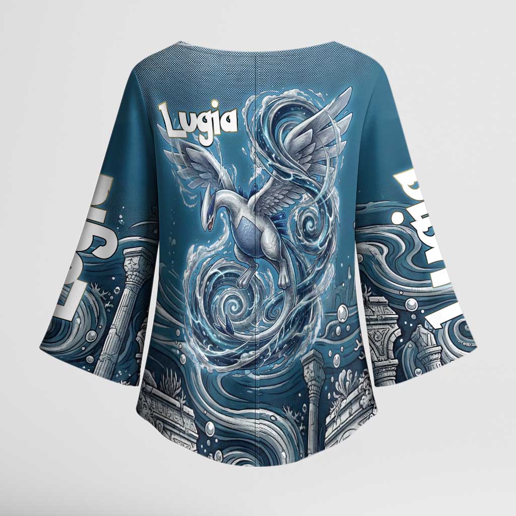Lugia Legendary Kimono Sleeve Blouse Lugia in the Lost Underwater Temple