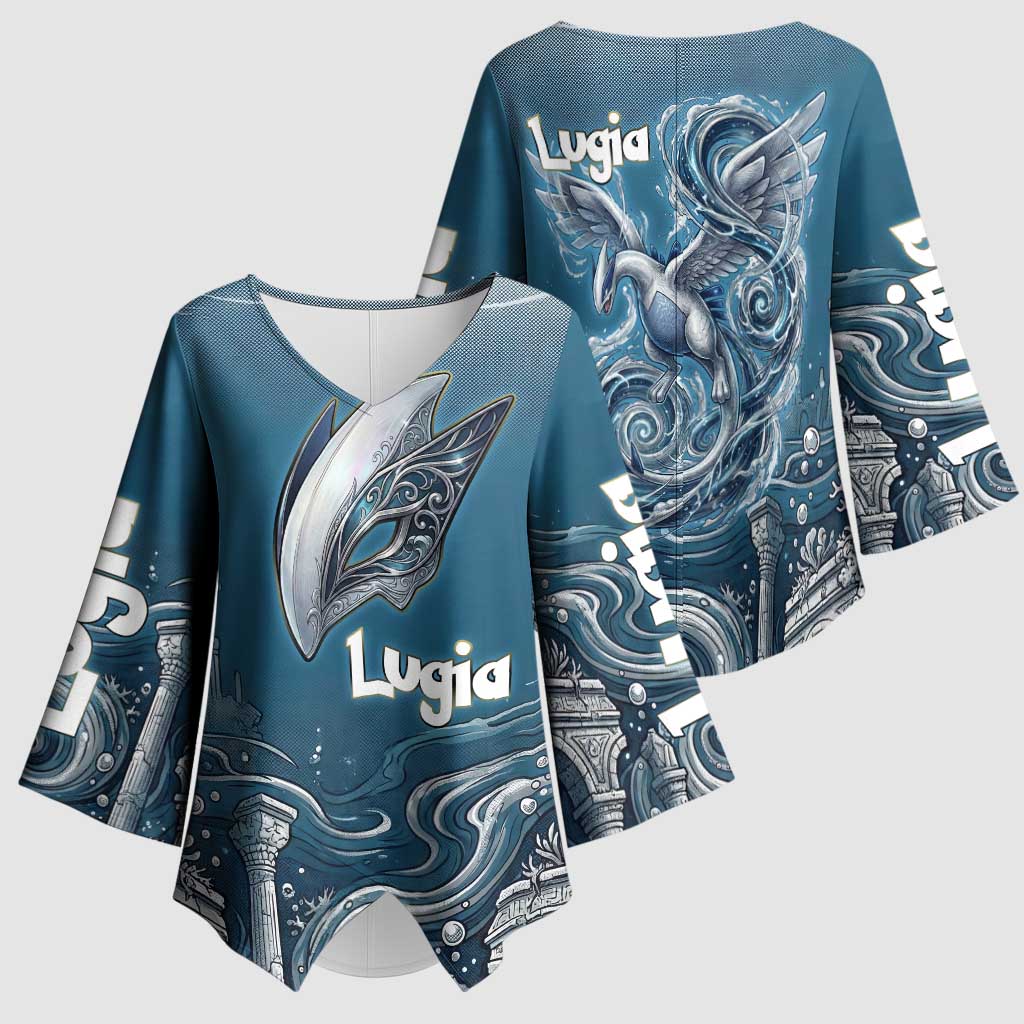 Lugia Legendary Kimono Sleeve Blouse Lugia in the Lost Underwater Temple