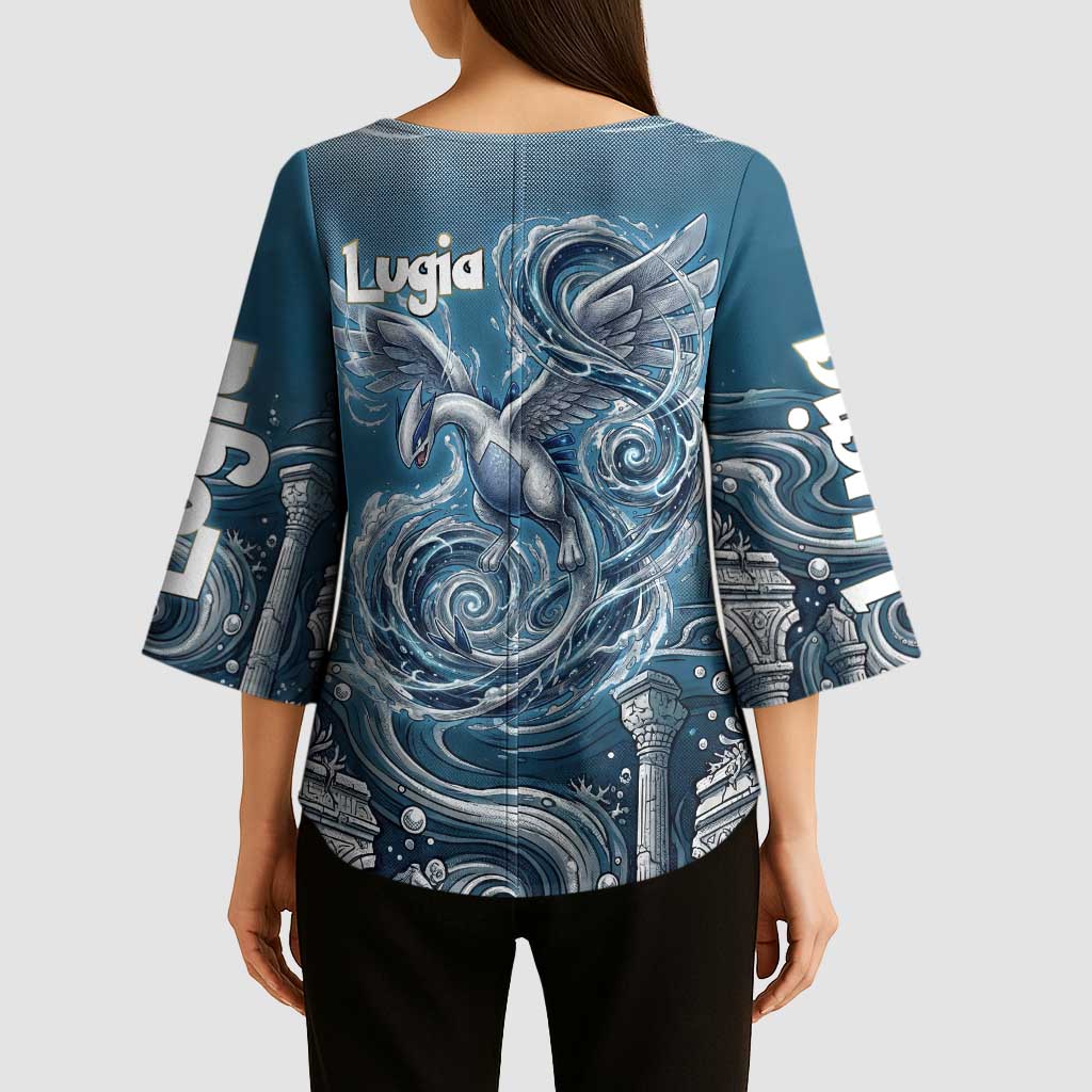 Lugia Legendary Kimono Sleeve Blouse Lugia in the Lost Underwater Temple