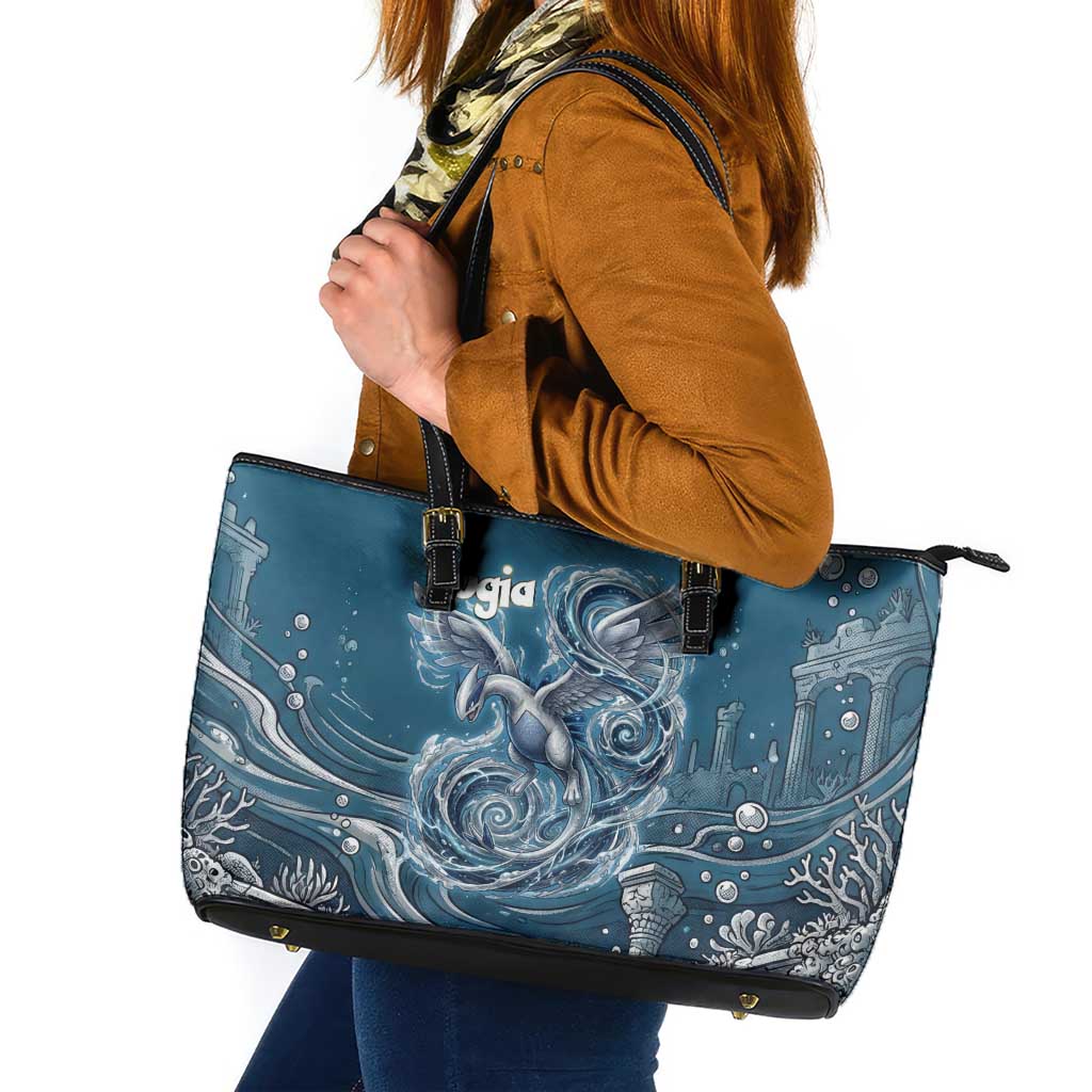 Lugia Legendary Leather Tote Bag Lugia in the Lost Underwater Temple