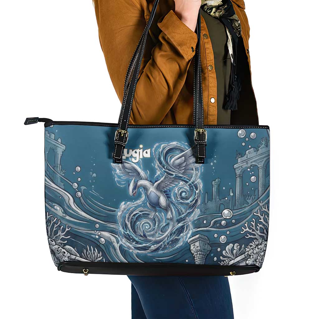 Lugia Legendary Leather Tote Bag Lugia in the Lost Underwater Temple