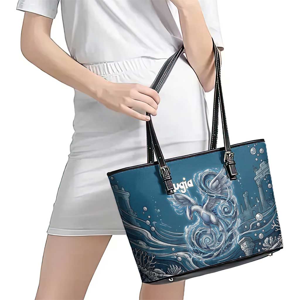 Lugia Legendary Leather Tote Bag Lugia in the Lost Underwater Temple