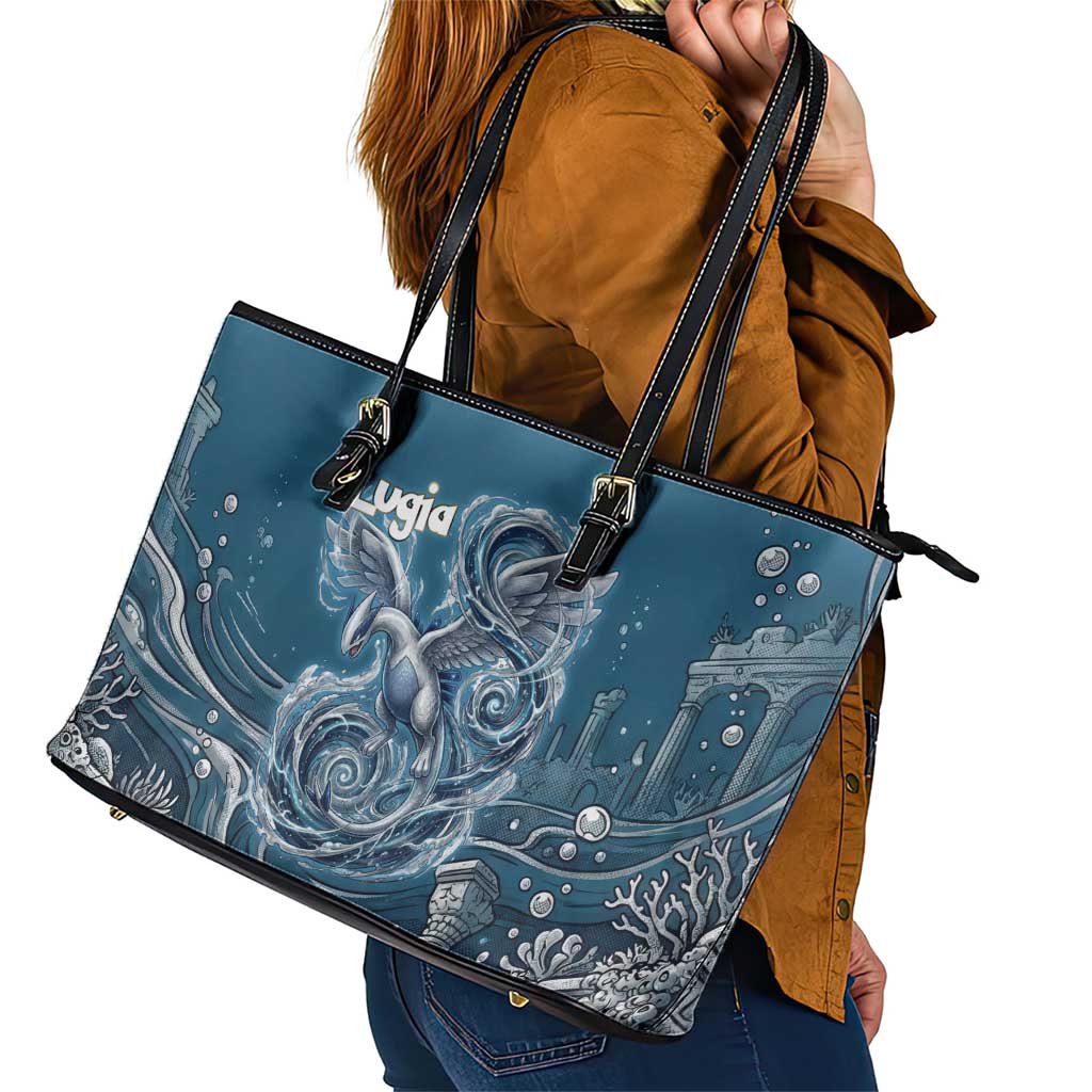 Lugia Legendary Leather Tote Bag Lugia in the Lost Underwater Temple