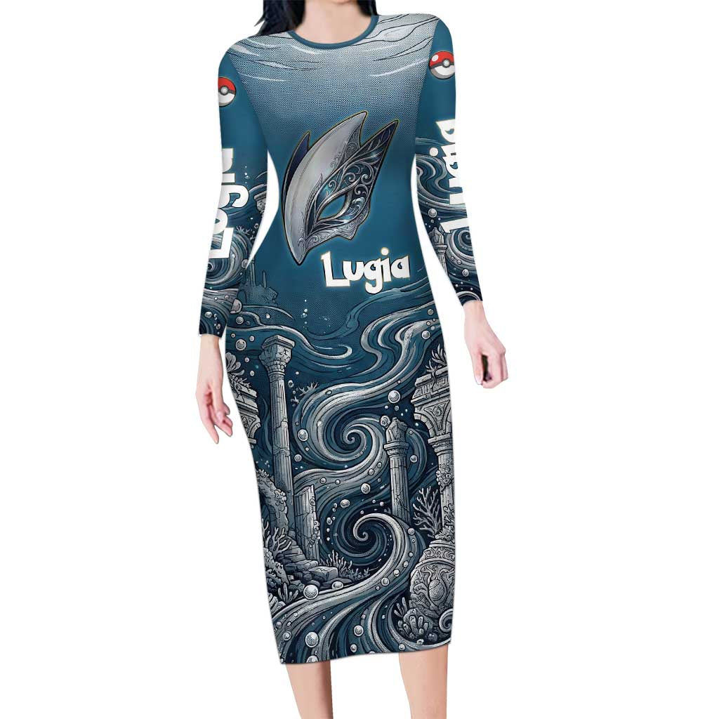 Lugia Legendary Long Sleeve Bodycon Dress Lugia in the Lost Underwater Temple