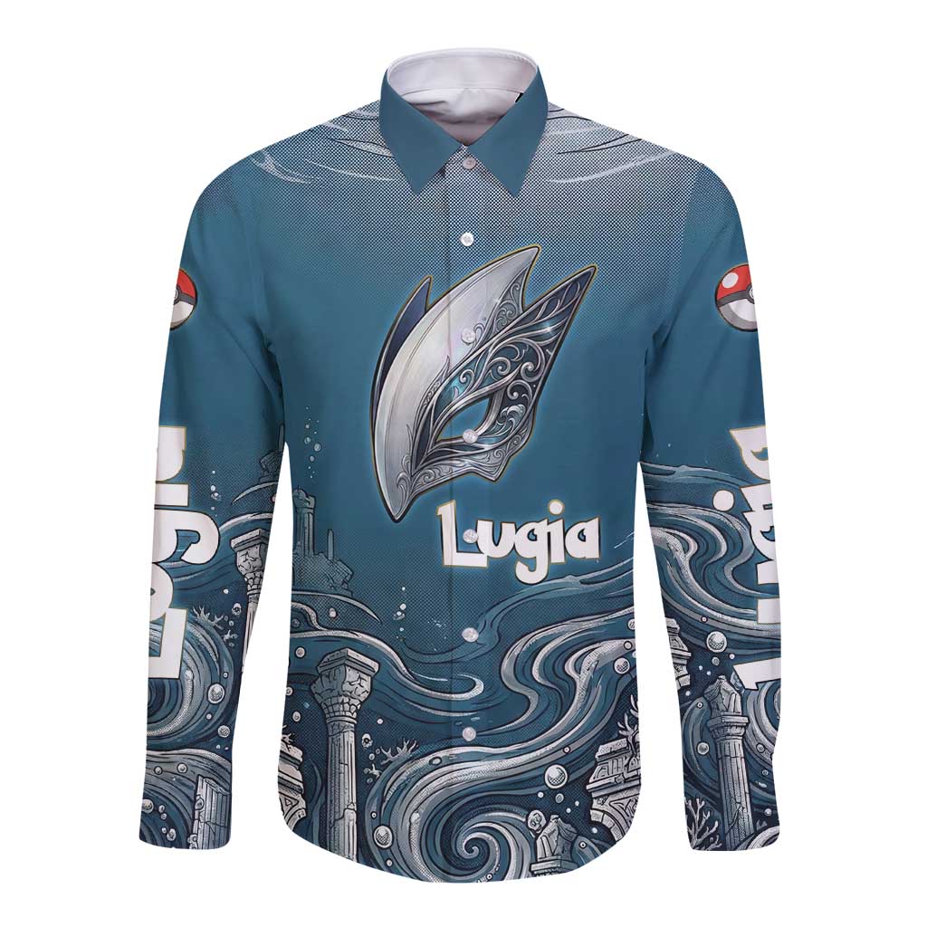 Lugia Legendary Long Sleeve Button Shirt Lugia in the Lost Underwater Temple
