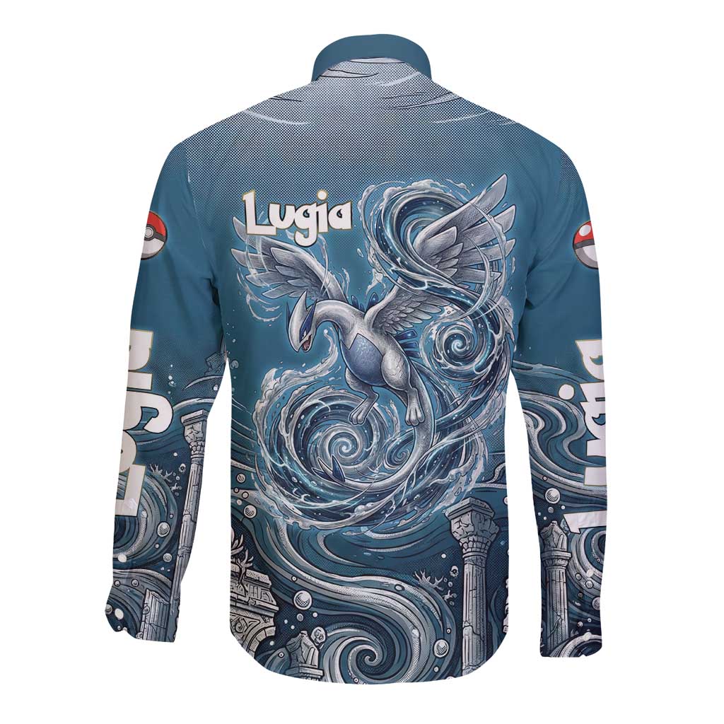 Lugia Legendary Long Sleeve Button Shirt Lugia in the Lost Underwater Temple