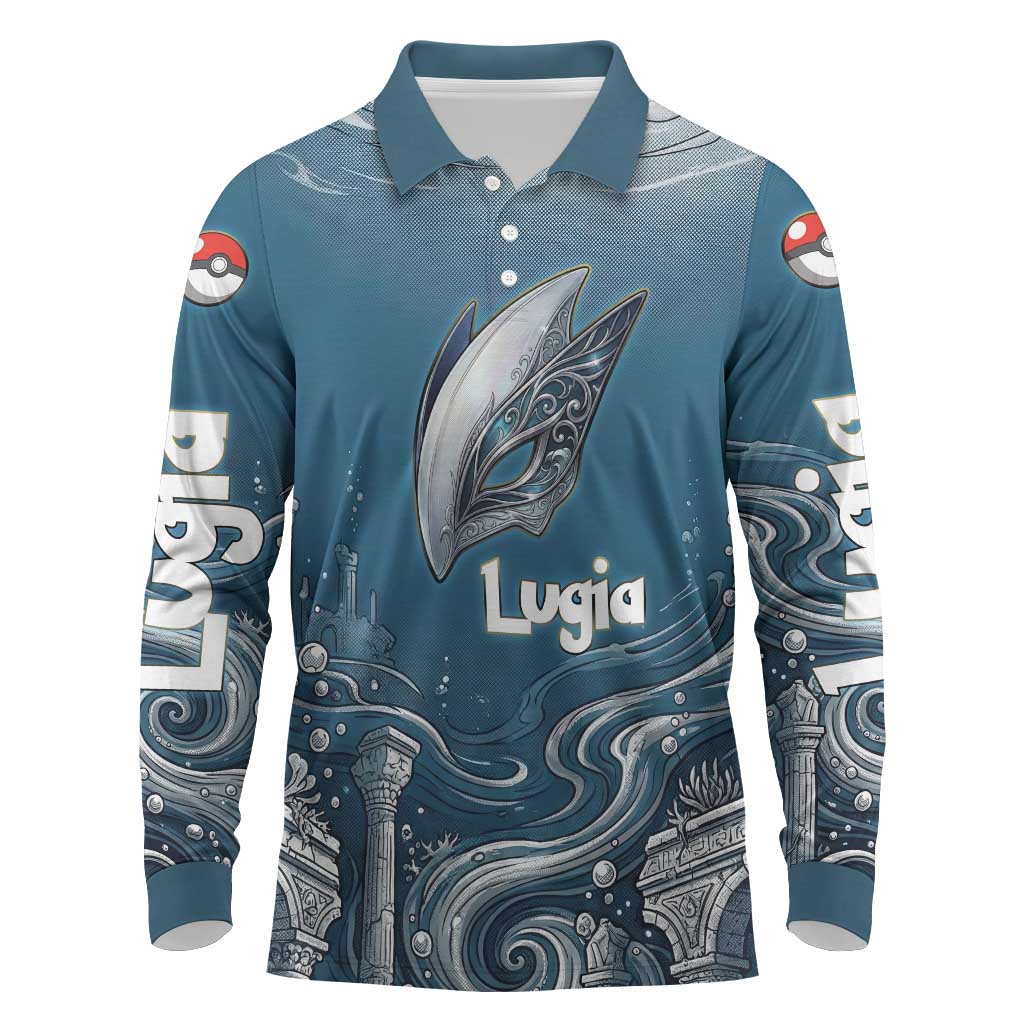 Lugia Legendary Long Sleeve Polo Shirt Lugia in the Lost Underwater Temple