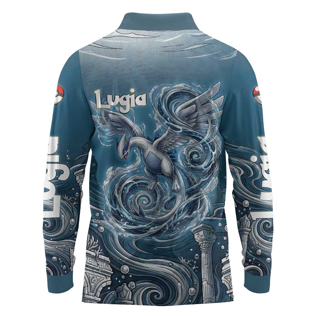 Lugia Legendary Long Sleeve Polo Shirt Lugia in the Lost Underwater Temple