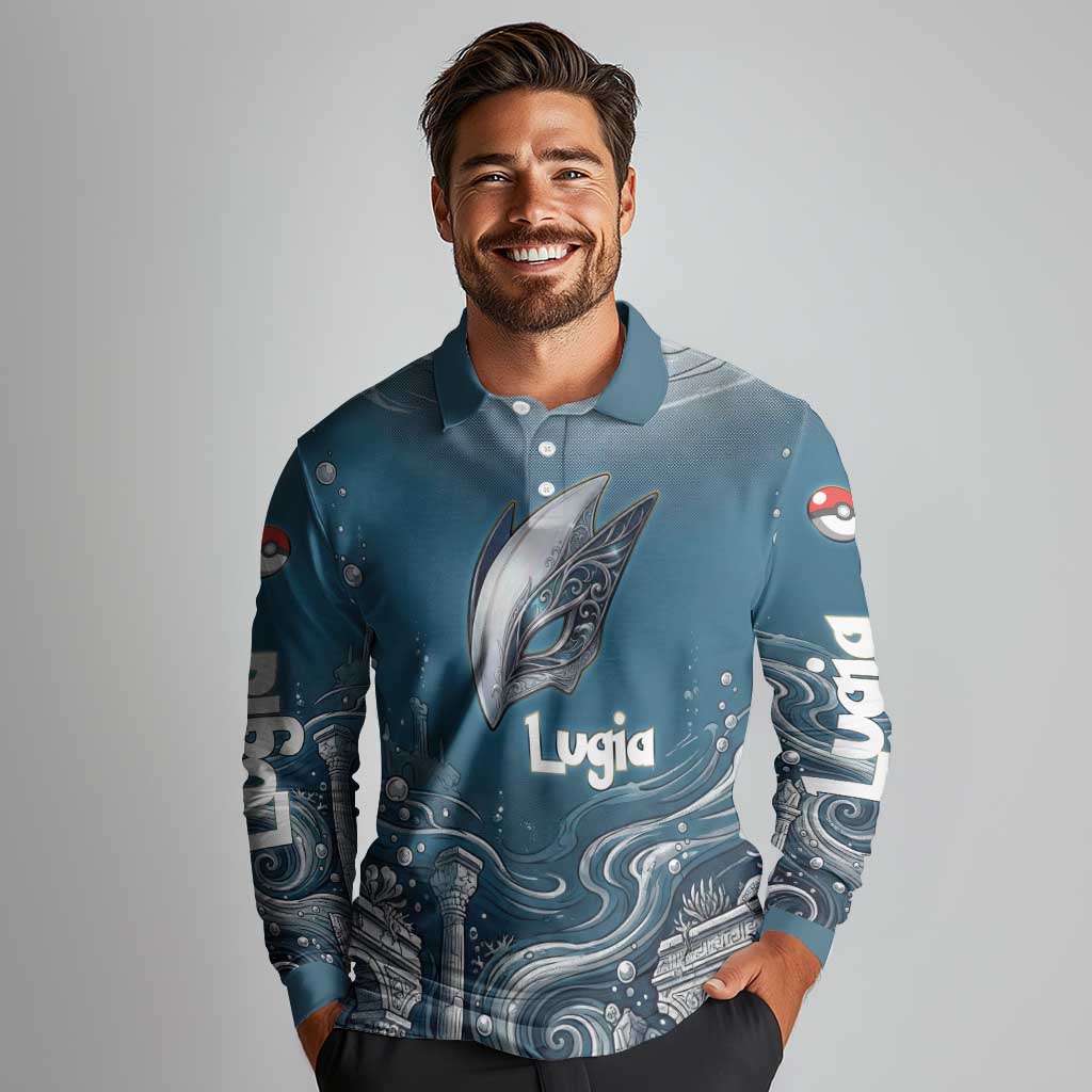 Lugia Legendary Long Sleeve Polo Shirt Lugia in the Lost Underwater Temple