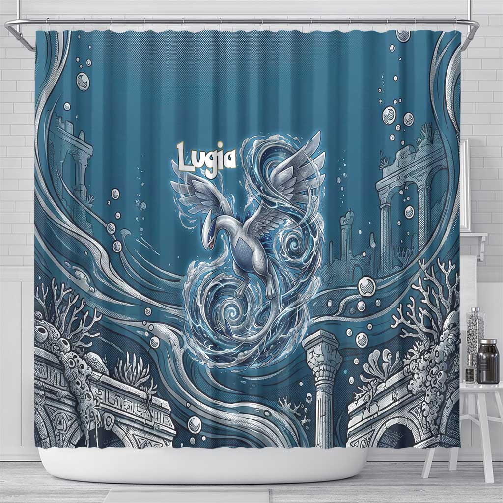Lugia Legendary Shower Curtain Lugia in the Lost Underwater Temple