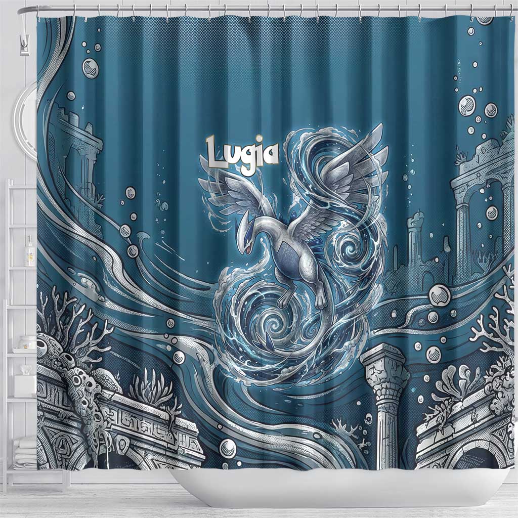 Lugia Legendary Shower Curtain Lugia in the Lost Underwater Temple