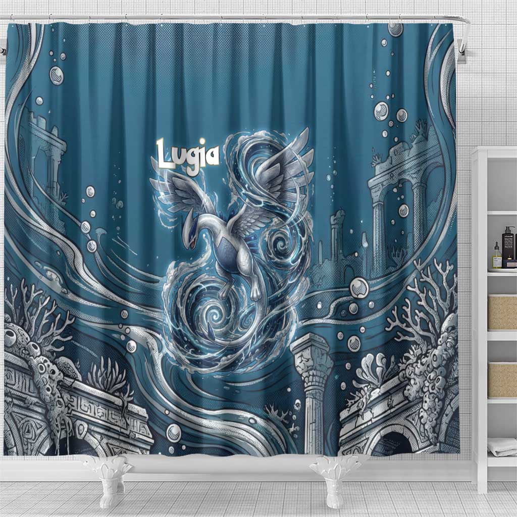 Lugia Legendary Shower Curtain Lugia in the Lost Underwater Temple