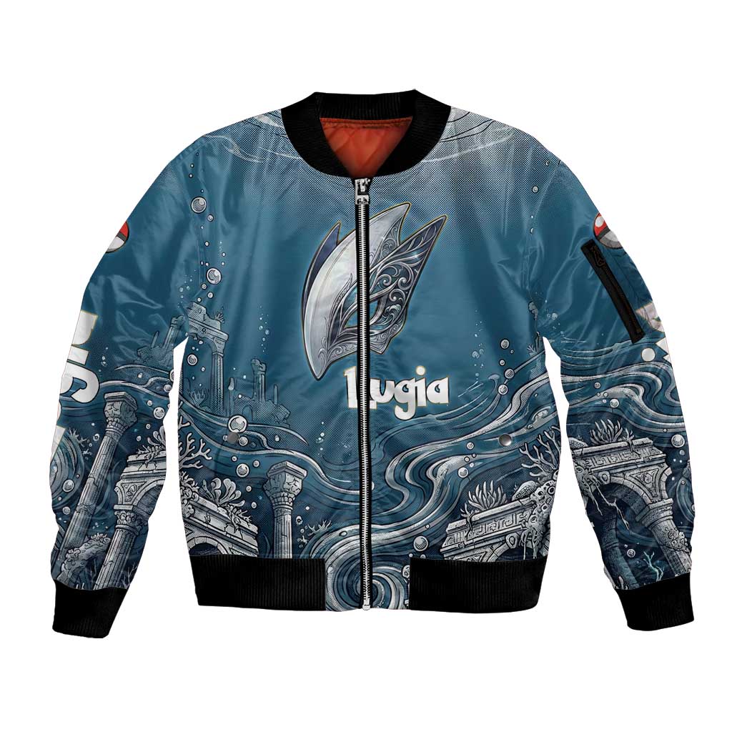 Lugia Legendary Sleeve Zip Bomber Jacket Lugia in the Lost Underwater Temple