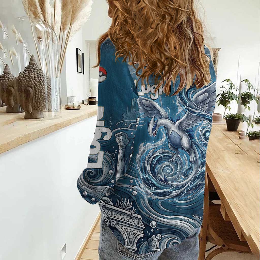 Lugia Legendary Women Casual Shirt Lugia in the Lost Underwater Temple