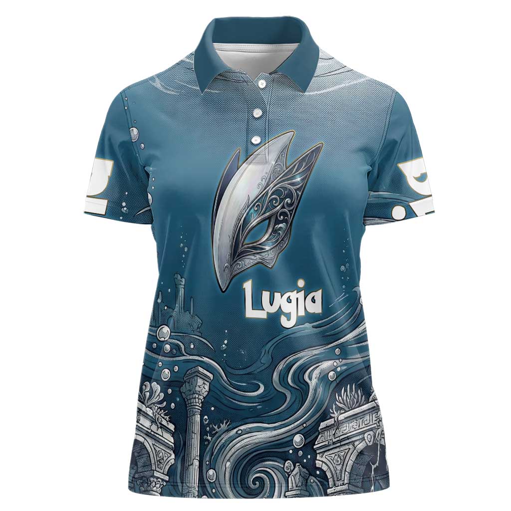 Lugia Legendary Women Polo Shirt Lugia in the Lost Underwater Temple
