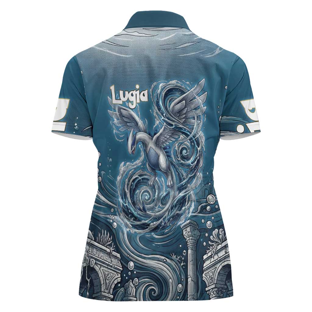Lugia Legendary Women Polo Shirt Lugia in the Lost Underwater Temple