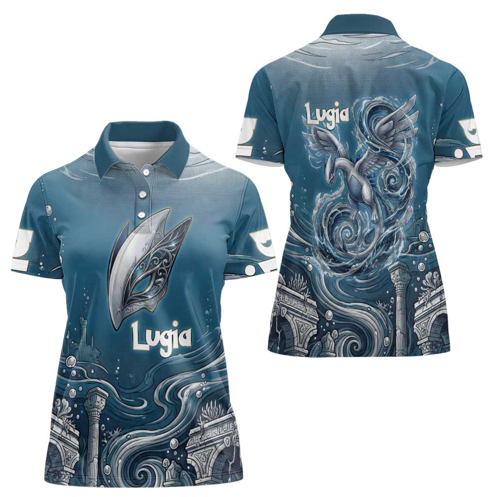 Lugia Legendary Women Polo Shirt Lugia in the Lost Underwater Temple