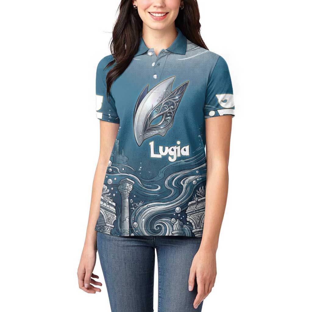 Lugia Legendary Women Polo Shirt Lugia in the Lost Underwater Temple