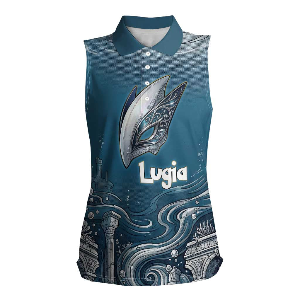 Lugia Legendary Women Sleeveless Polo Shirt Lugia in the Lost Underwater Temple