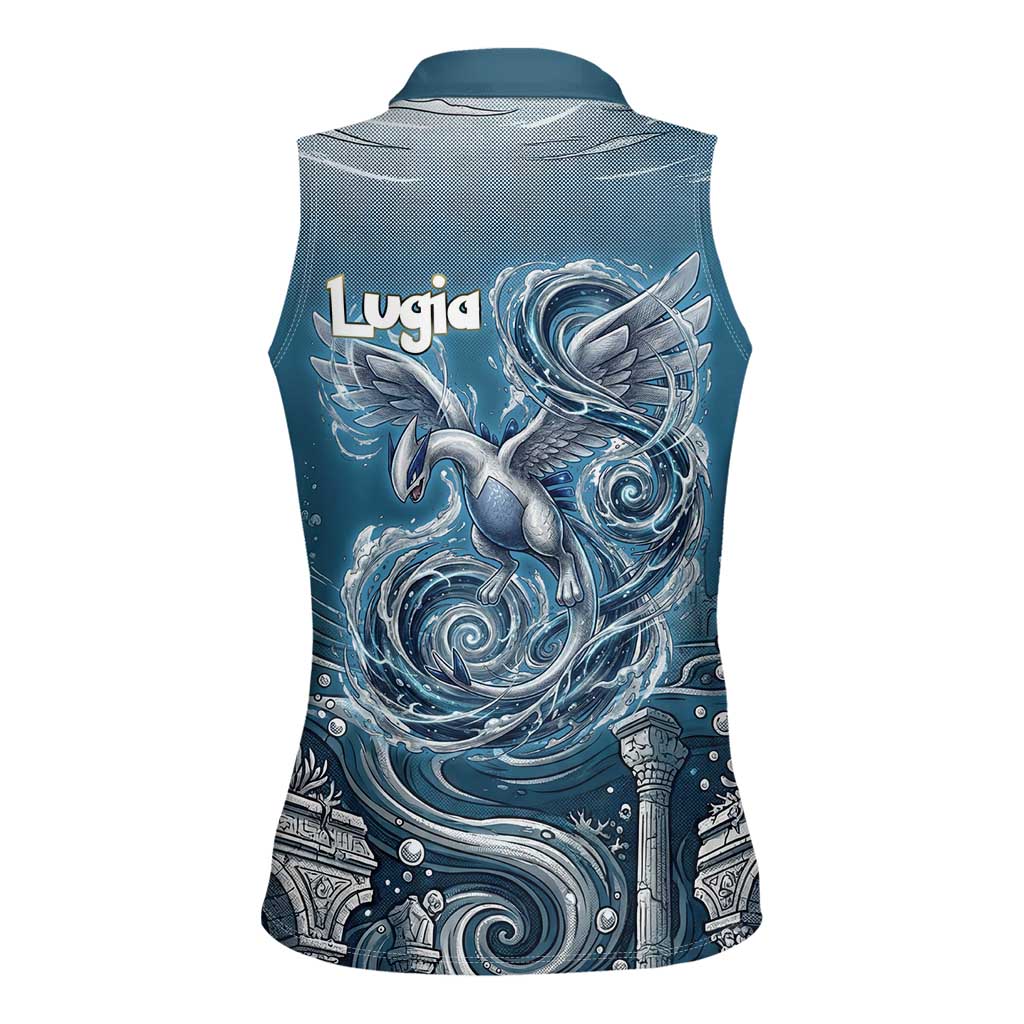 Lugia Legendary Women Sleeveless Polo Shirt Lugia in the Lost Underwater Temple