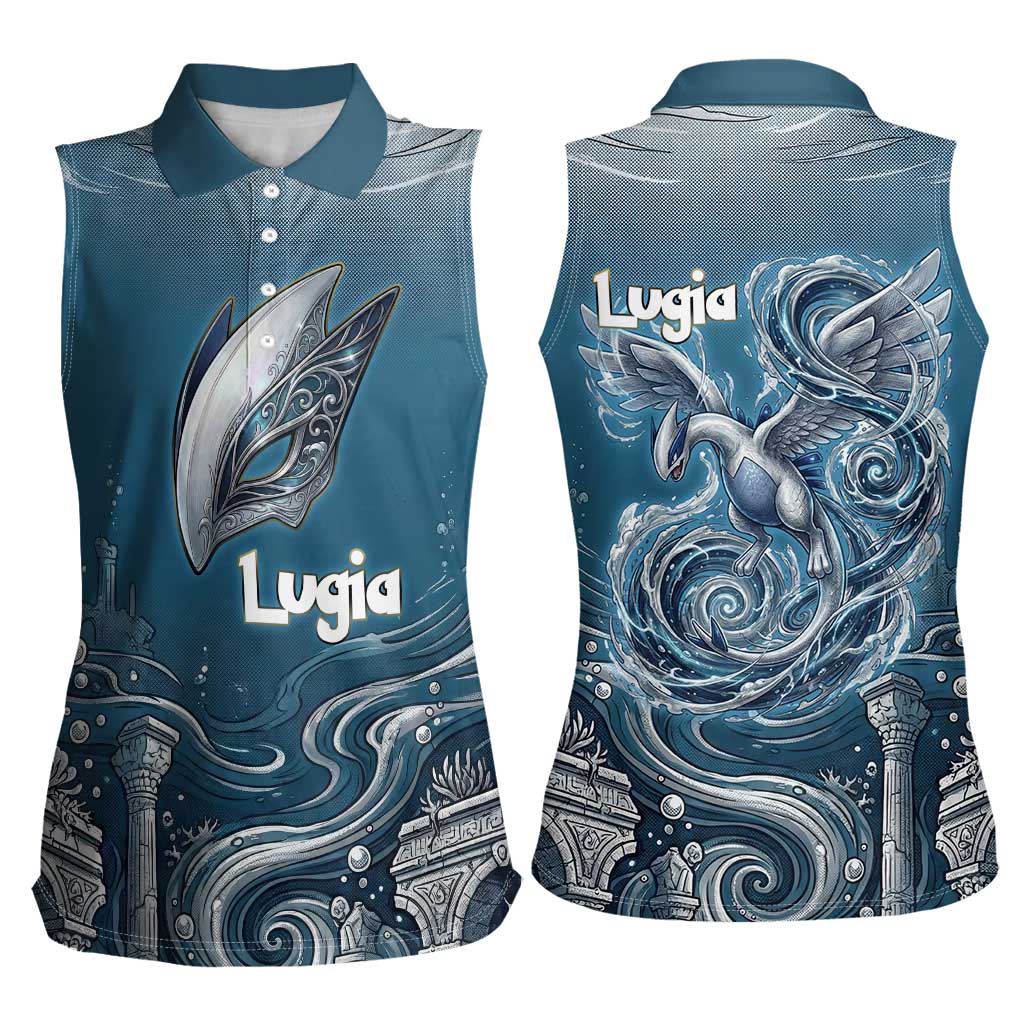 Lugia Legendary Women Sleeveless Polo Shirt Lugia in the Lost Underwater Temple
