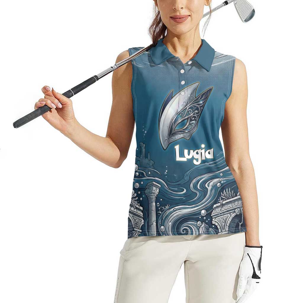 Lugia Legendary Women Sleeveless Polo Shirt Lugia in the Lost Underwater Temple