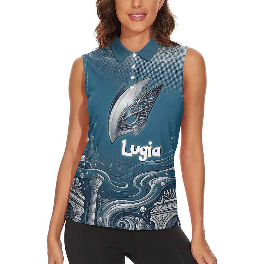 Lugia Legendary Women Sleeveless Polo Shirt Lugia in the Lost Underwater Temple