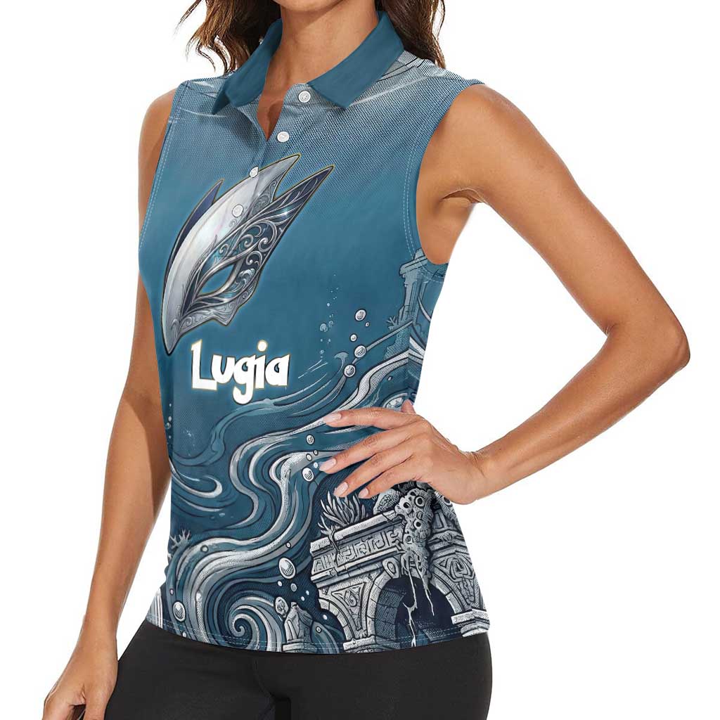 Lugia Legendary Women Sleeveless Polo Shirt Lugia in the Lost Underwater Temple