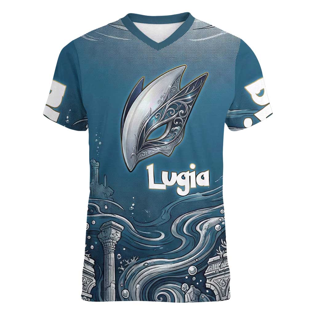 Lugia Legendary Women V-Neck T-Shirt Lugia in the Lost Underwater Temple