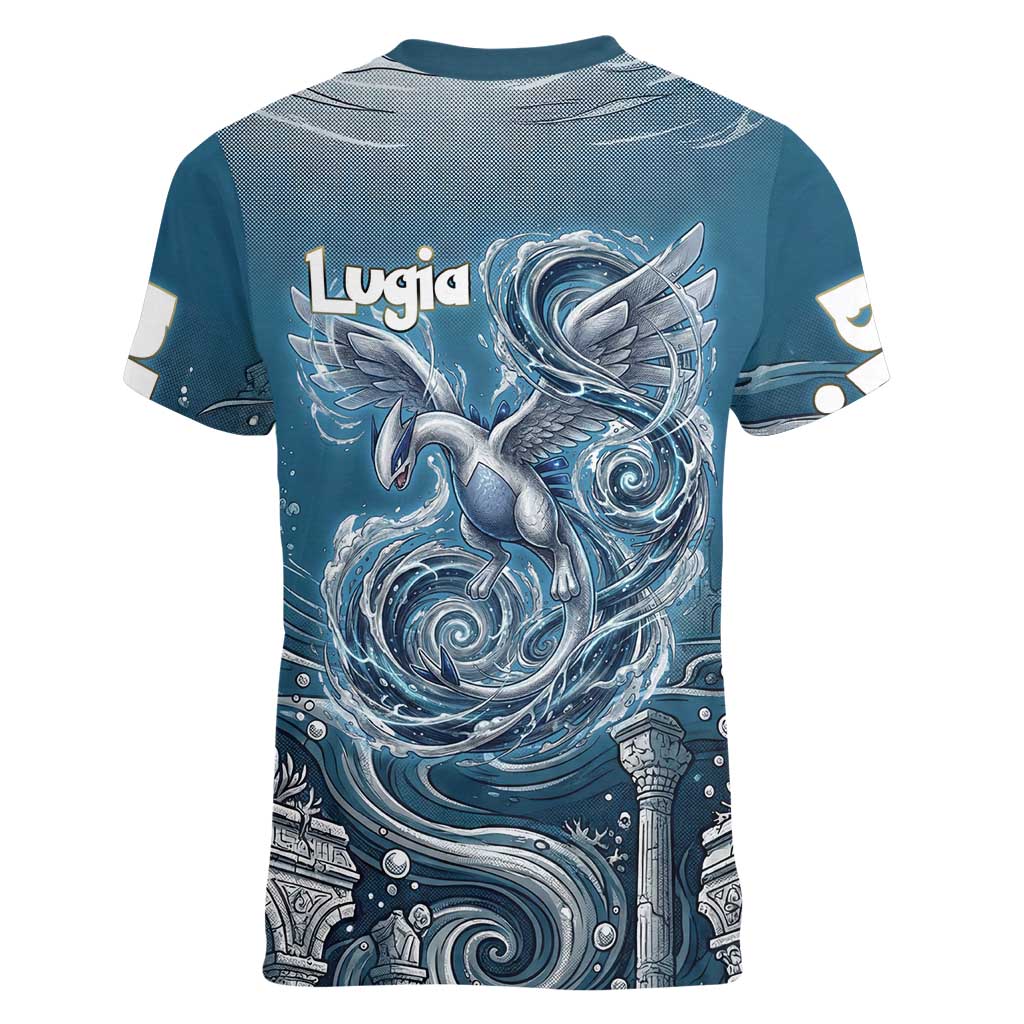 Lugia Legendary Women V-Neck T-Shirt Lugia in the Lost Underwater Temple