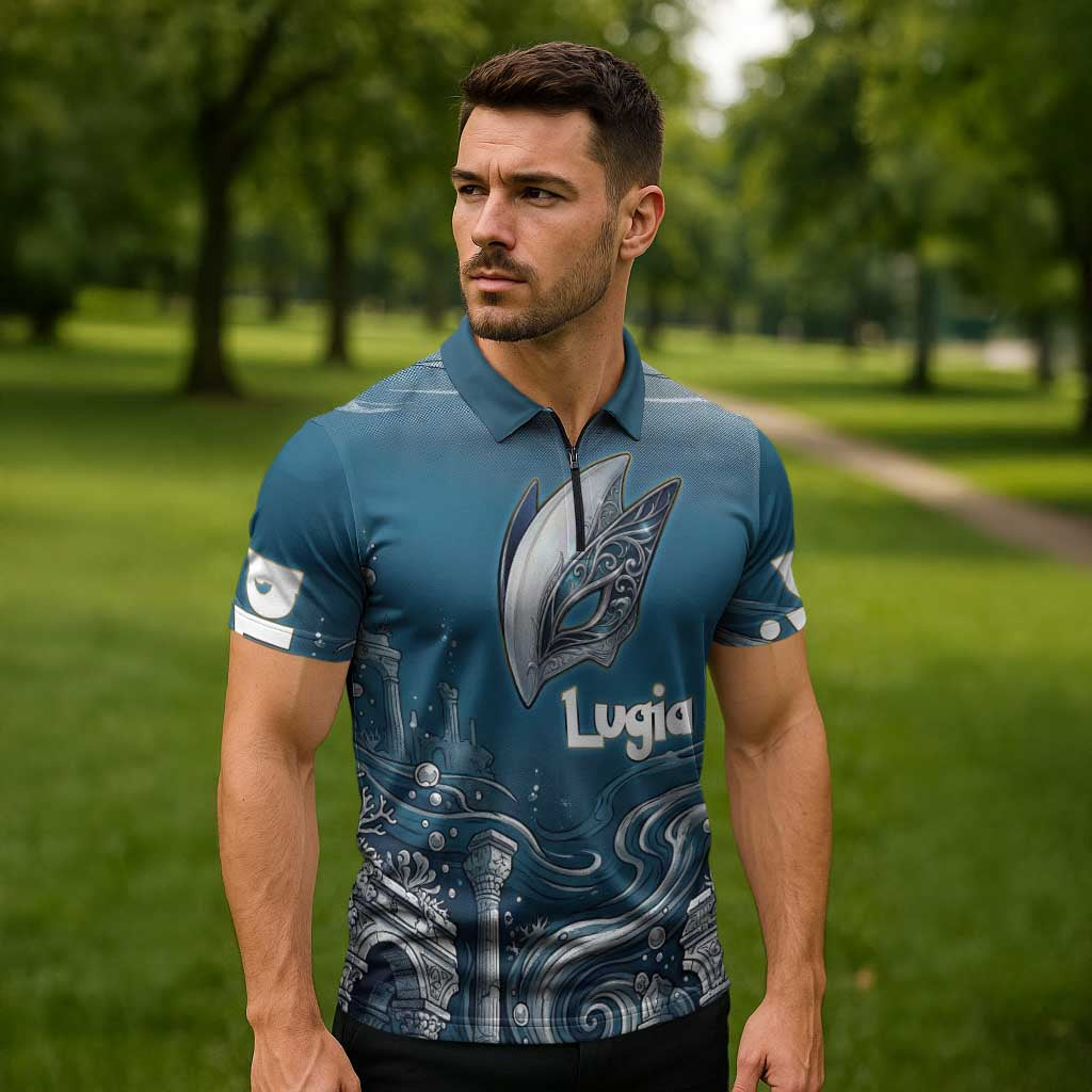 Lugia Legendary Zipper Polo Shirt Lugia in the Lost Underwater Temple