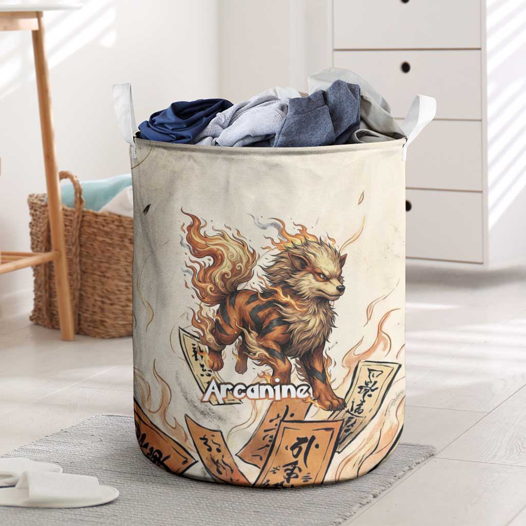 Arcanine Laundry Basket Japanese Spell Tag Fire Art