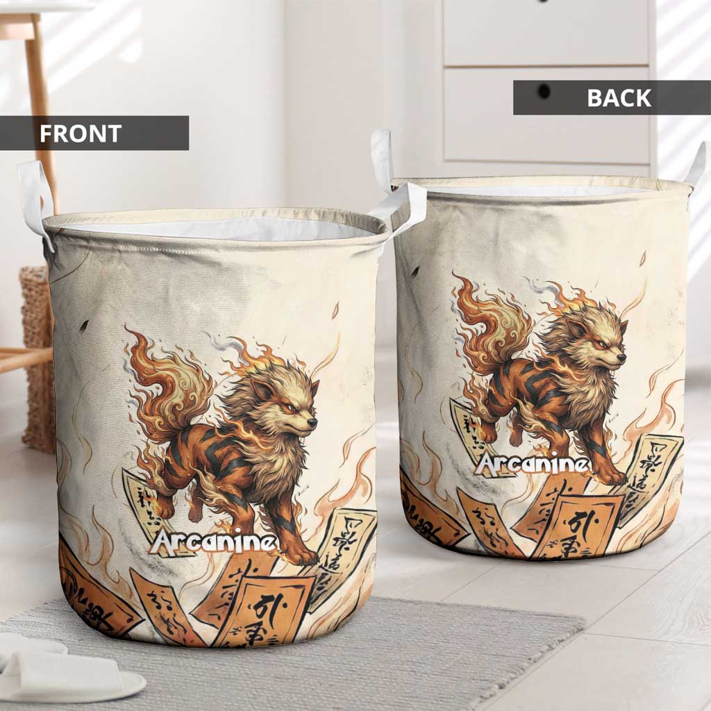 Arcanine Laundry Basket Japanese Spell Tag Fire Art